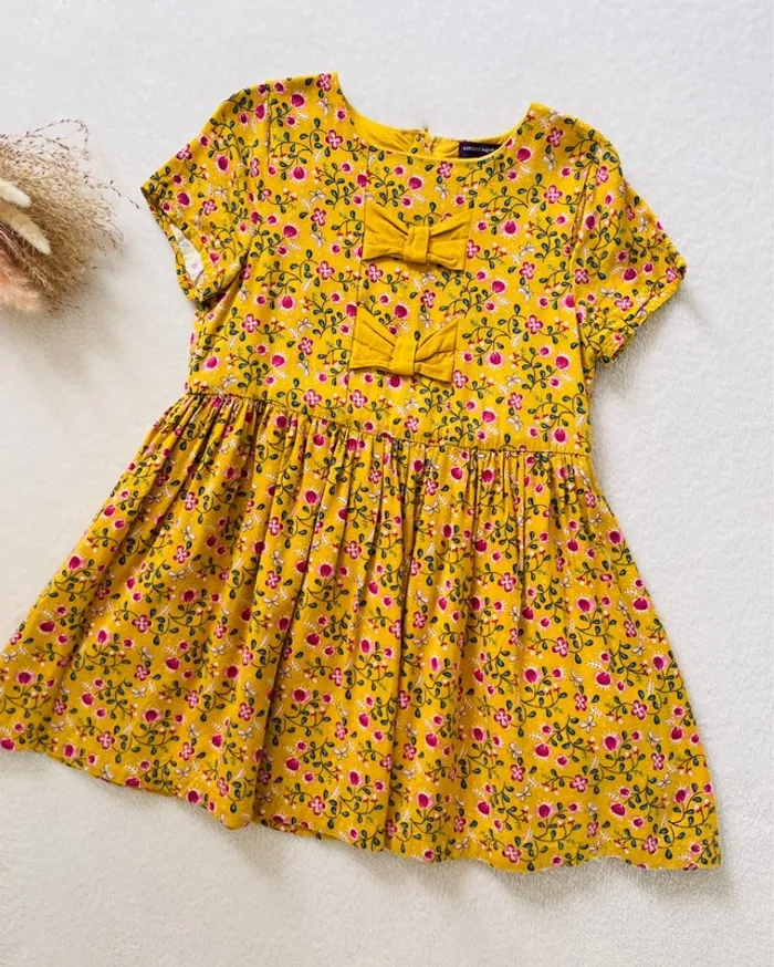 Robe manche courte moutarde fleurie 5 ans - Sergent Major - photo numéro 2