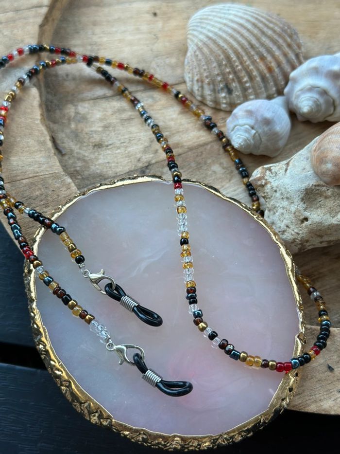 Chaîne de lunettes perles naturelles multicolores – Neuf – 17 cm - photo numéro 3
