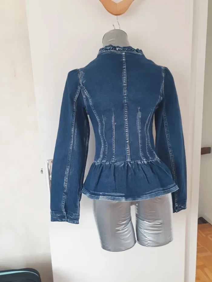 Veste en jeans cintré volant en bas - photo numéro 3