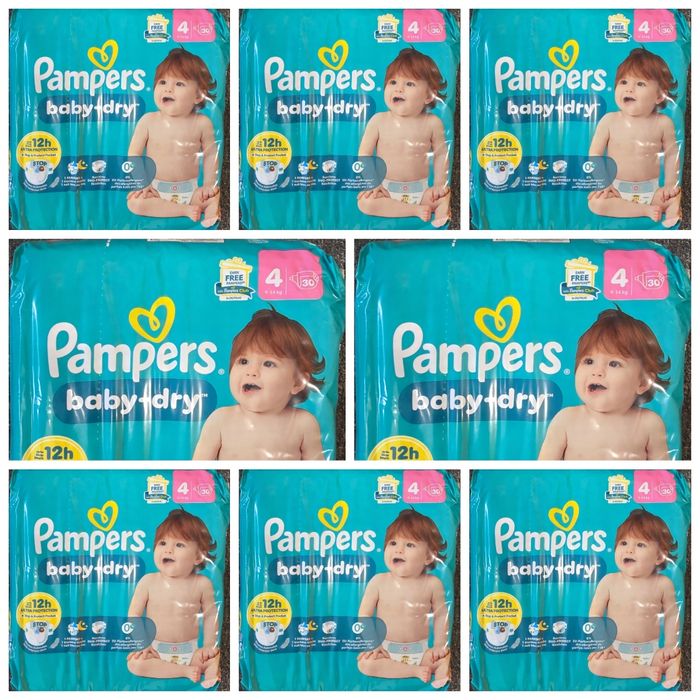 Lot de 240 Couches Pampers Baby Dry 9-14 kg Taille 4 Neuf