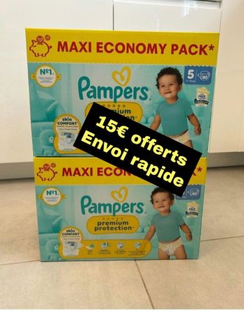 Couches Pampers taille 5 premium protection lot de 2 cartons soit 160 couches 