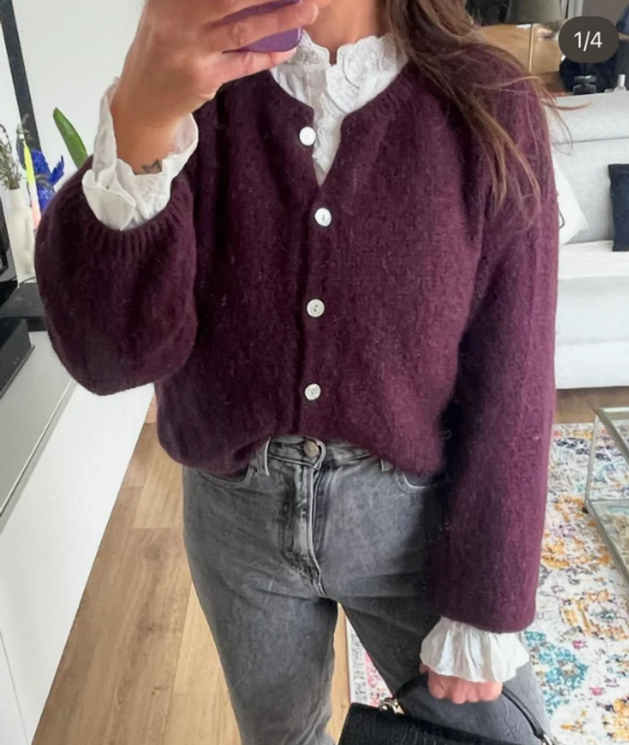 Gilet - Bordeaux - A Boutonner - Décontracté - Cocooning - Automne