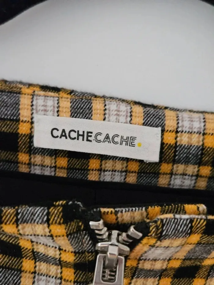Mini-jupe à carreaux jaunes et noirs Cache Cache taille 38 / M - photo numéro 3