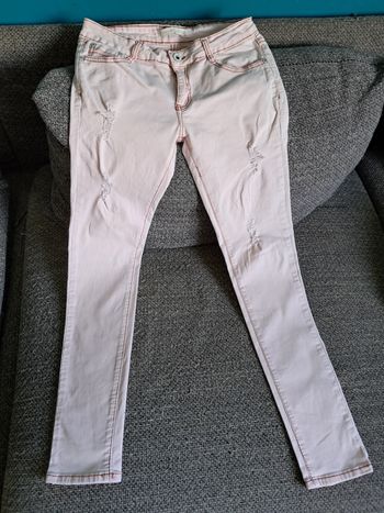 Pantalon blanc reflet rose effet jean