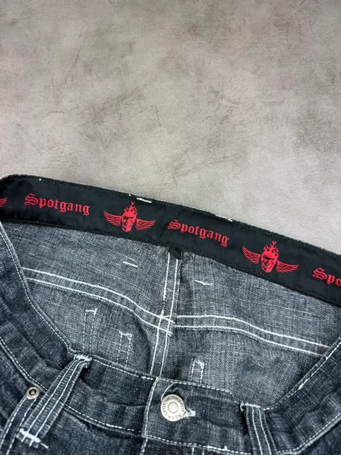 Short Baggy Y2k 90’s Vintage Gris Noir Délavé Taille S - photo numéro 8