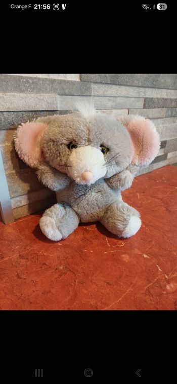 Peluche petite souris grise 