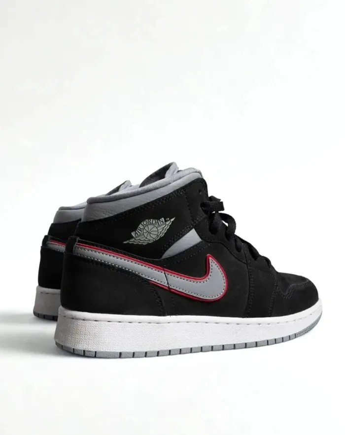 JORDAN 1 MID Black Particle Grey Gym Red – Taille 38,5 - photo numéro 7