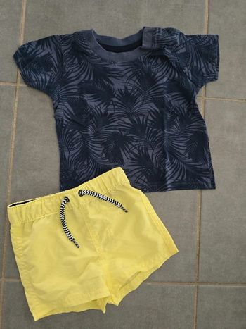 Ensemble short bleu et jaune