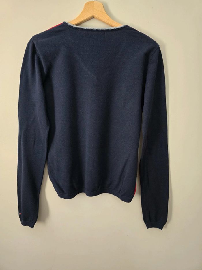 Pull Tommy Hilfiger argyle rouge marine gris M col V / style preppy chic - photo numéro 6