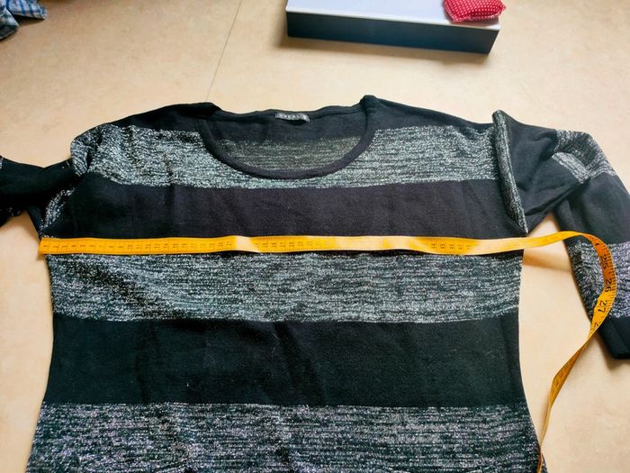 Pull rayé gris et noir ample taille 38 marque bréal - photo numéro 10