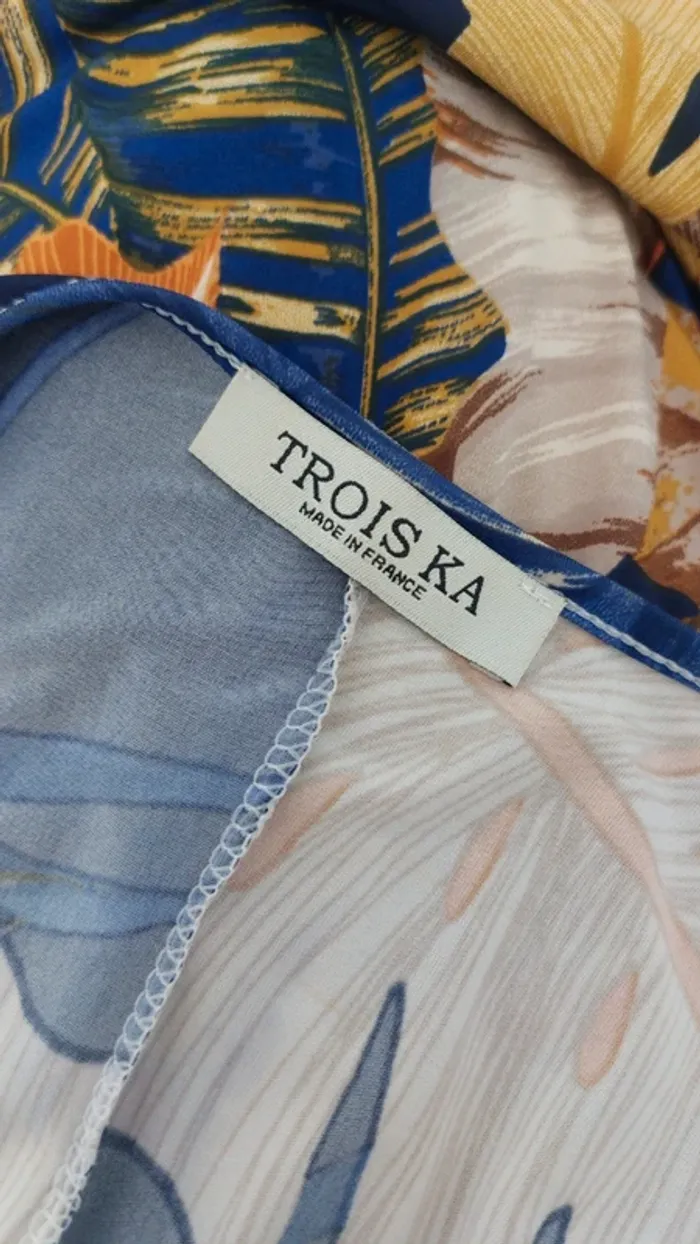 Robe longue fluide fendue et imprimée manches courtes taille unique - photo numéro 7