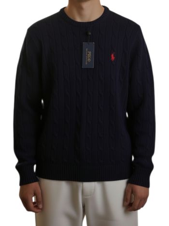 Pull torsadé Bleu marine Homme Taille L