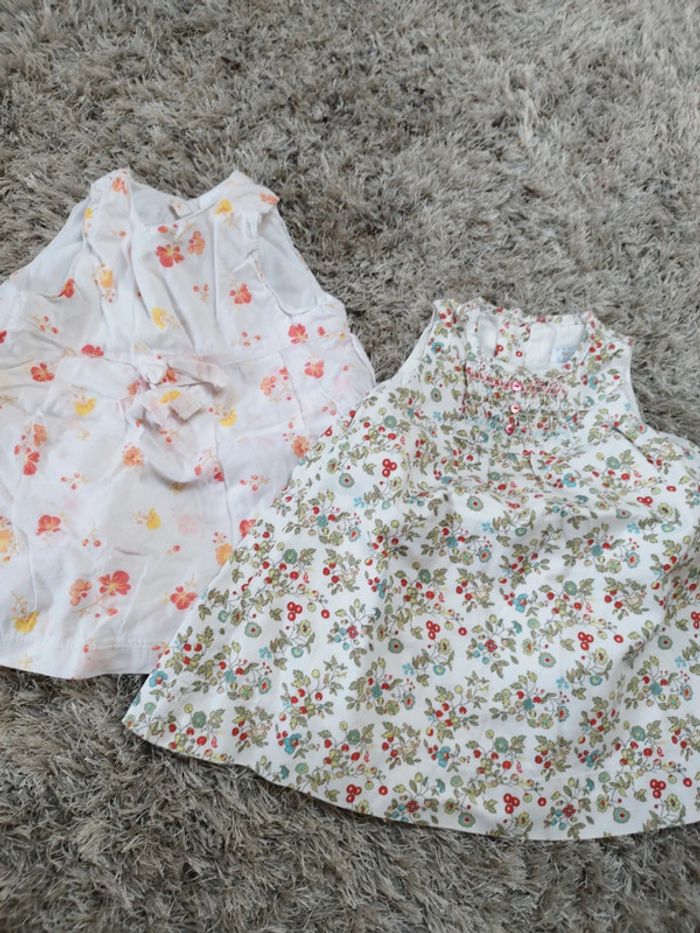 Lot de deux robes été manche courte bébé fille 6 mois vintage