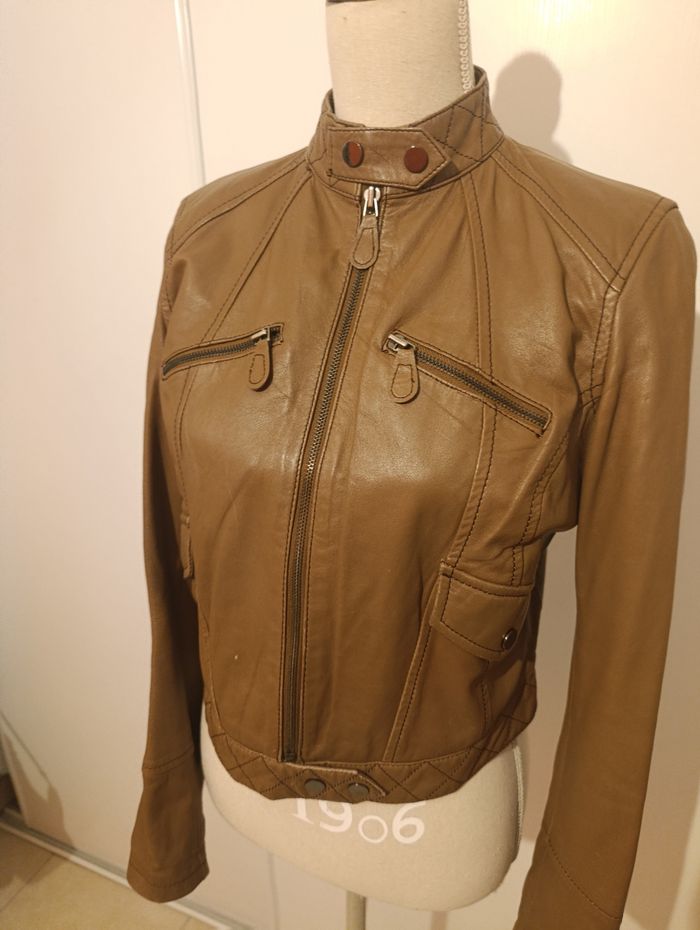 Veste en cuir 100% camel T S - photo numéro 2