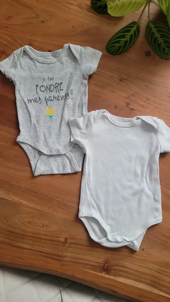 Lot de 2 bodies manches courtes 3 mois - photo numéro 2