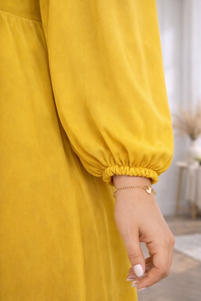 Robe patineuse manches longues bouffantes jaune citron pepsy Femme taille 54 marque Asos 💍 - photo numéro 4