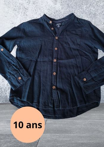 Chemise col mao Kiabi 10 ans lin et coton