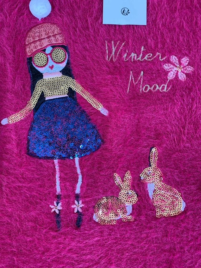Pull « Winter Mood » fuchsia Lili Marelle 12 ans neuf - photo numéro 2