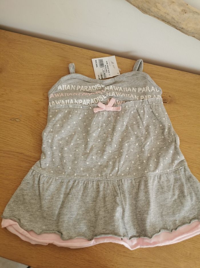 Robe bébé fille 12mois grise et rose dirkje neuve avec étiquette