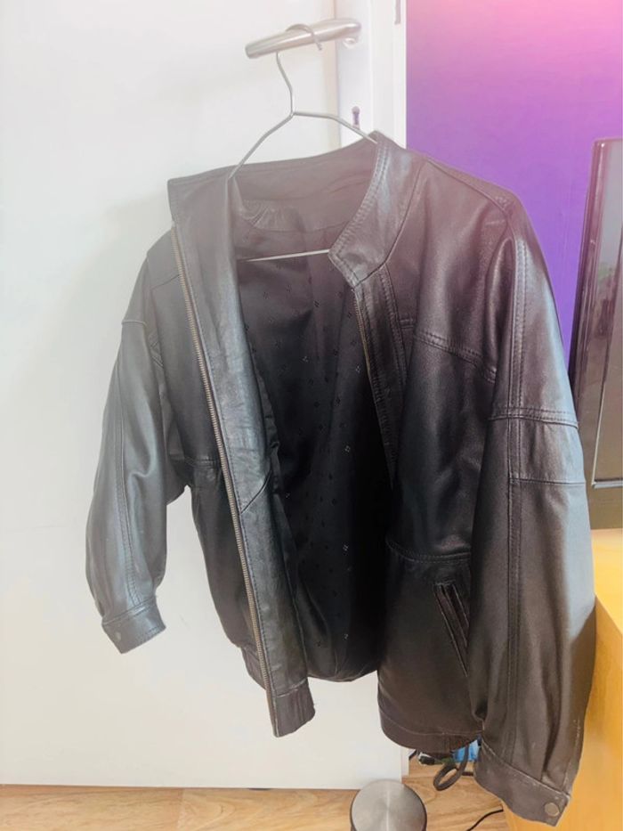 Manteau mixte en cuir d’agneau véritable – Taille S/M