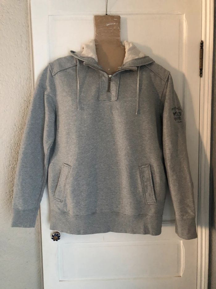 Sweat-shirt gris clair à capuche avec poches « harris wilson » T L