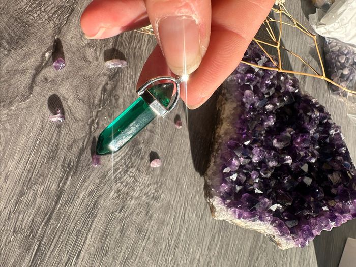 Pendentif pendule en cristal vert - Pierre naturelle - photo numéro 8