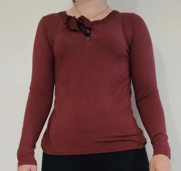 T-shirt bordeaux noeud TeX TM - photo numéro 3