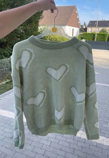 Pull vert cœur