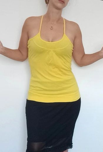 Top été décolleté jaune dos nageur taille 36