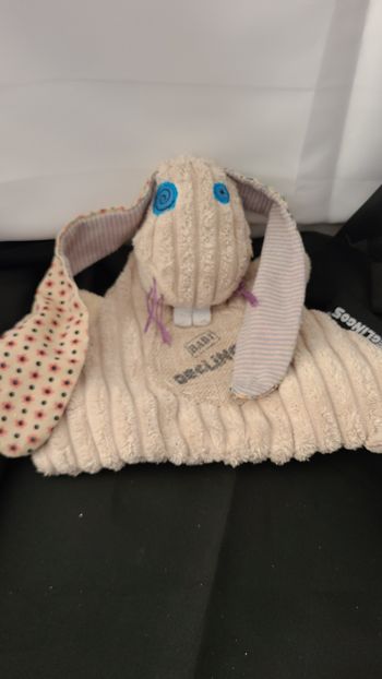 LES DEGLINGOS DOUDOU LAPIN LAPINOS PLAT ECRU