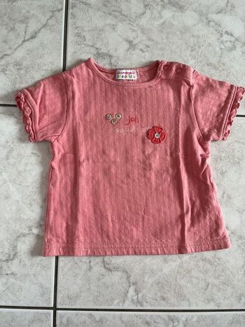 T-shirt manches courtes rose La Compagnie des Petits 24 mois