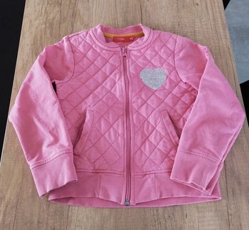 Gilet zippé fille rose coeur sequins taille 6 ans Tissaia