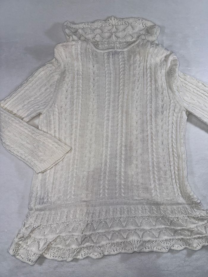 Cardigan en maille blanc taille L - Ralph Lauren Jeans Co - Gilet à torsades chic femme - photo numéro 5