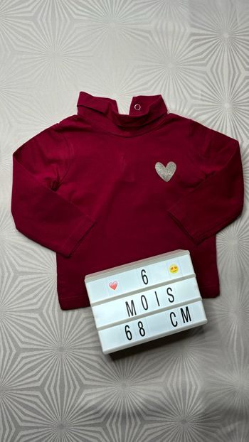 Tee-shirt fille manches longues à col roulé 6 mois - 68 cm