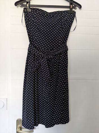 Robe bustier marine à pois blancs