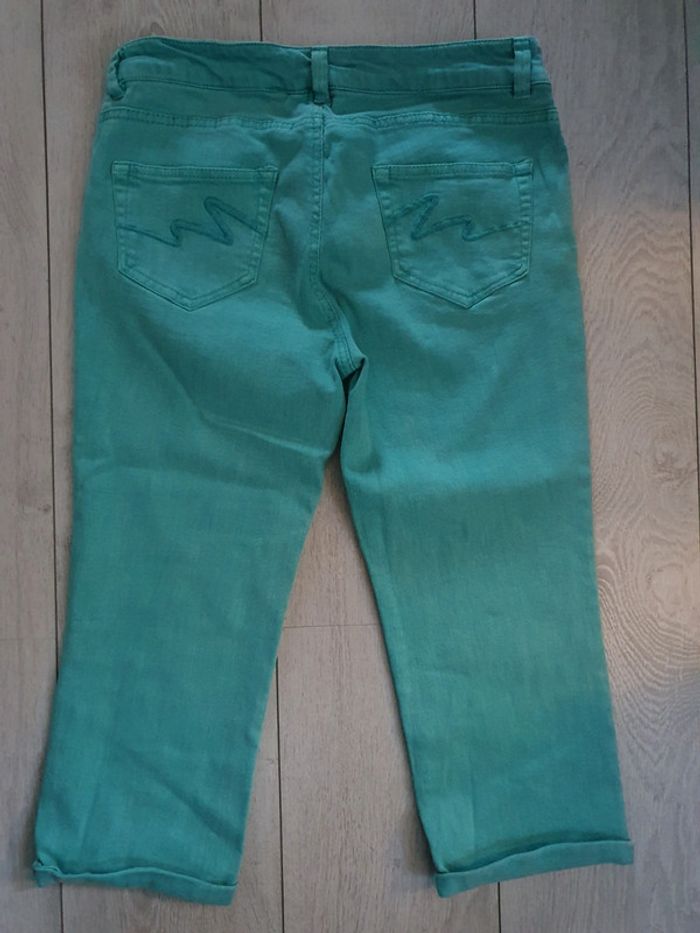 Pantacourt Jeans Turquoise - photo numéro 2