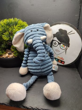 doudou peluche cordy roy éléphant bleu blanc jellycat j7342 côtelé Plush Bille 