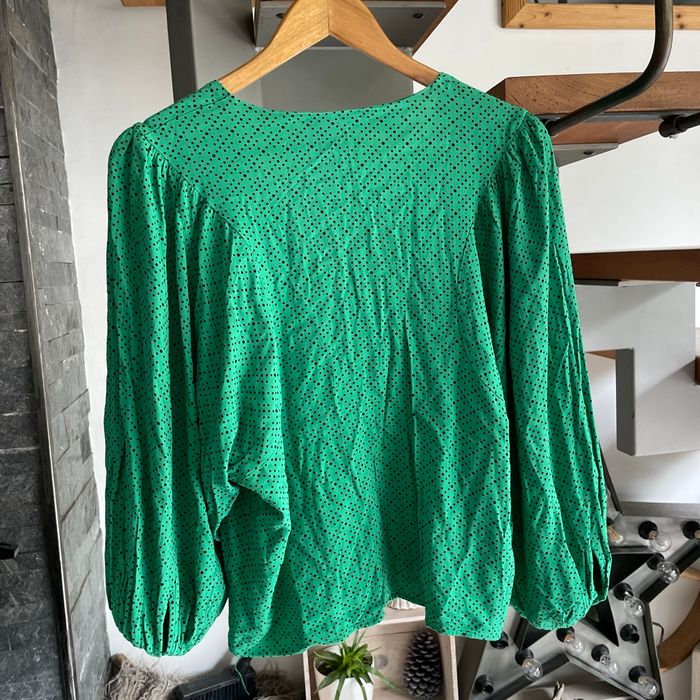 chemisier vert à pois - photo numéro 2