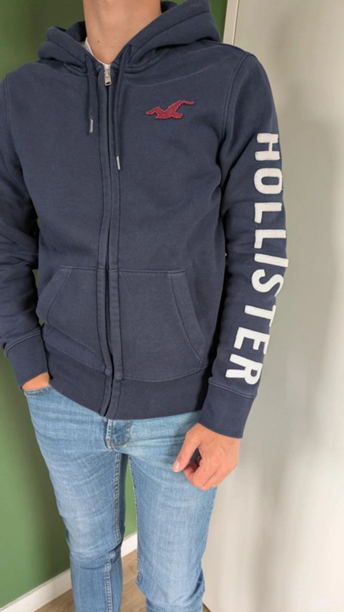 Sweat/Hoodie/Gilet zippé à capuche homme bleu marine Hollister - photo numéro 2