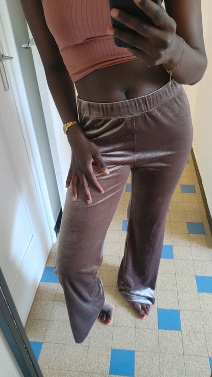 Pantalon patte d'éléphant velours mauve old school