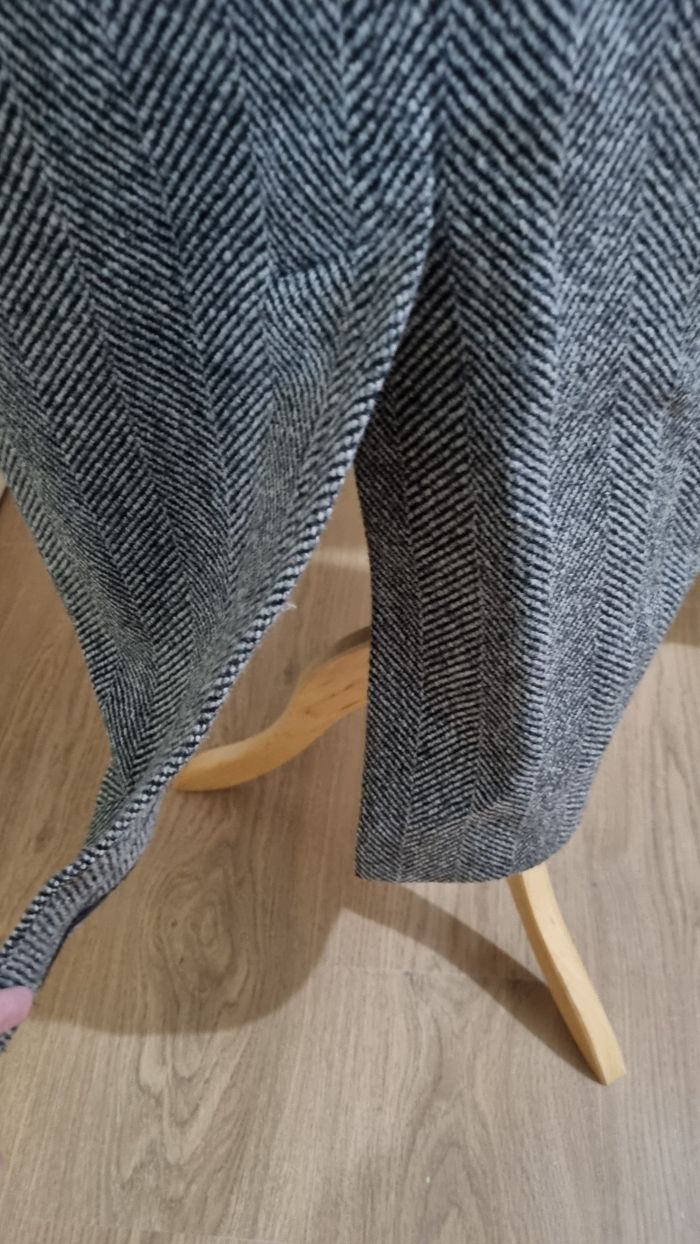 Manteau long à chevrons noir et blanc,  Sandro en laine vierge XL neuf - photo numéro 6