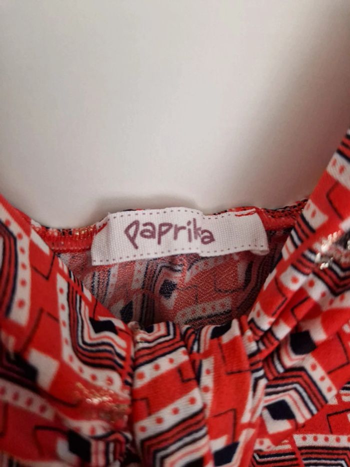 Débardeur été fluide femme Paprika orange géométrique L - photo numéro 7