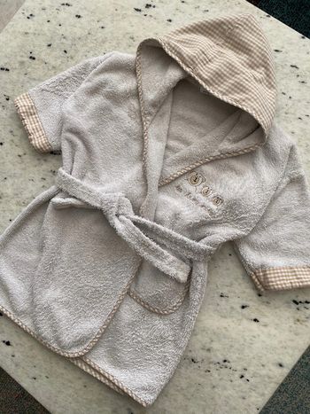 Peignoir éponge blanc Linvoge 2ans