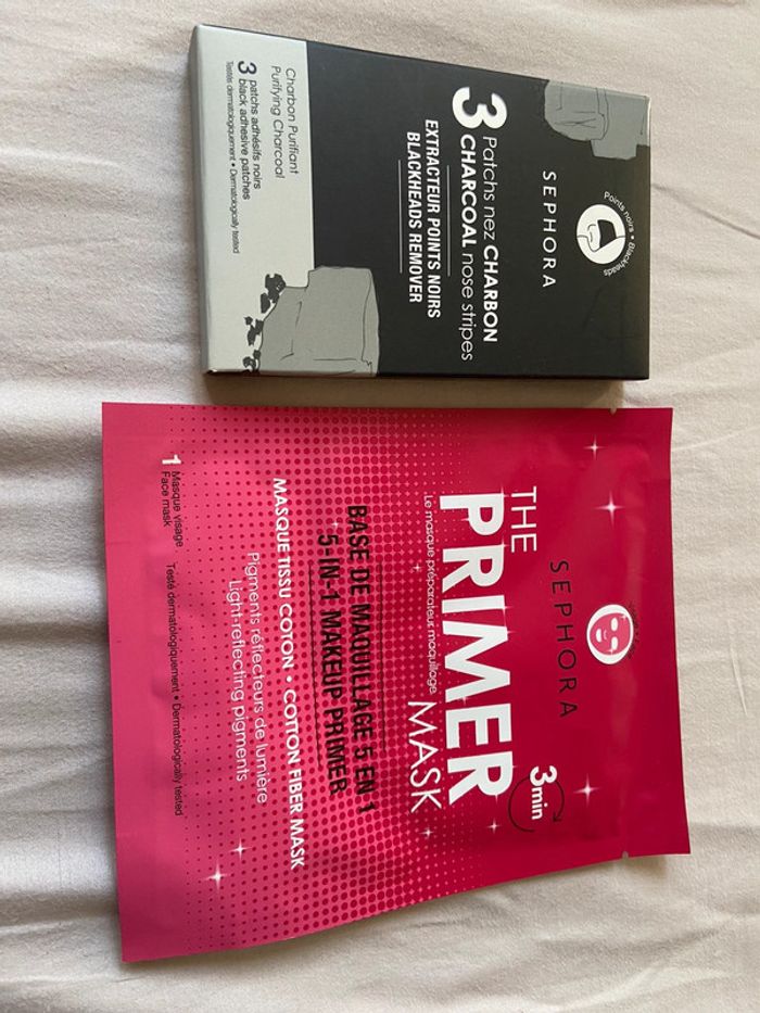 Sephora lot 3 patch nez charbon + masque the primer