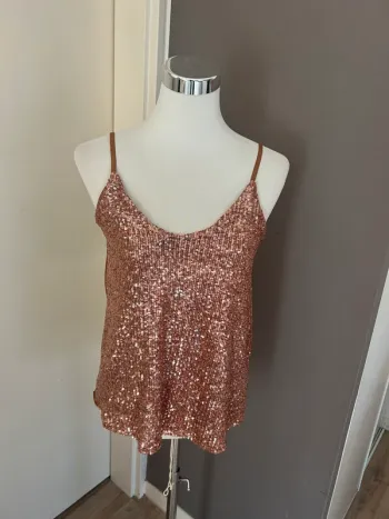 Capucine débardeur, top haut strass sequin , paillettes