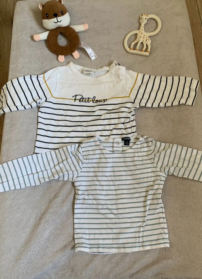 Lot de 2 t shirt manches longues legers taille 6 mois