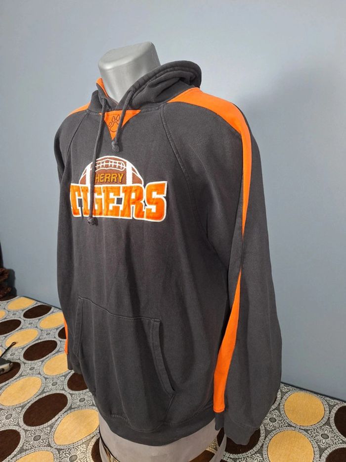 sweat a capuche holloway / Hoodie / homme taille L / noir et orange - brodé / togers cherry (389)
