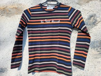 Joli haut manches longues Le Petit Marcel, à rayures multicolores, 8 ans