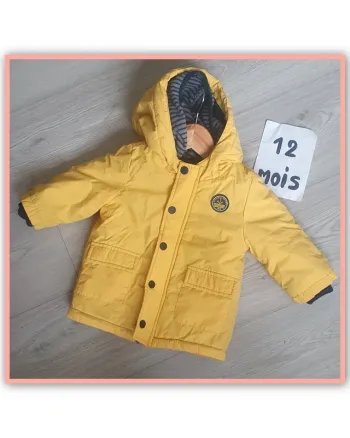 Manteau avec doublure et capuche garçon 12mois 74cm