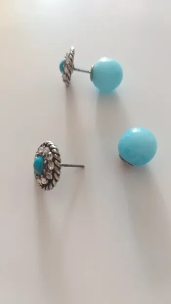 Boucles d'oreilles turquoises et argentées